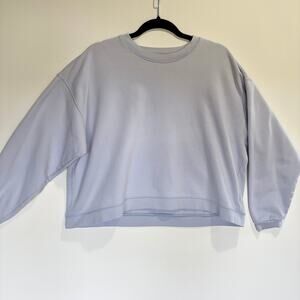 Madewell Light Blue Boxy Cropped Sweatshirt Drop Shoulder Oversized Cotton Large